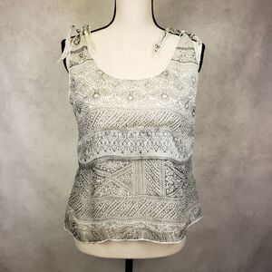 Converse gray sleeveless sheer top tie straps M